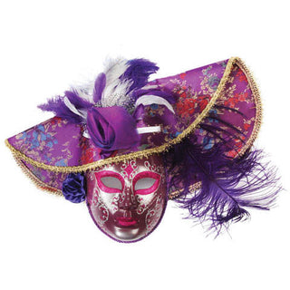 Purple Venetian Mask With Hat