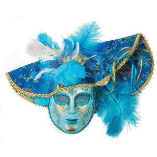 Blue Venetian Mask With Hat