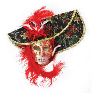 Red Venetian Mask With Black Hat