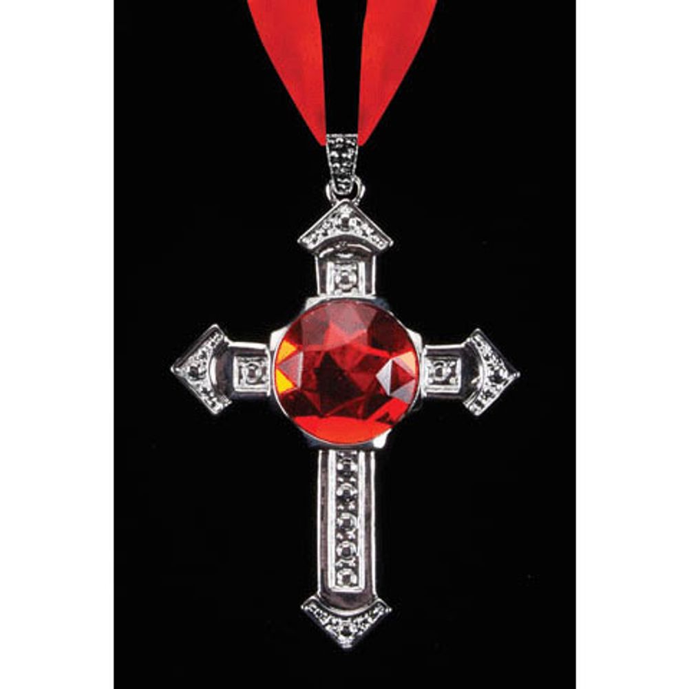Cross With Red Stone Necklace