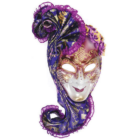 Purple Venetian Mask With Headpiece