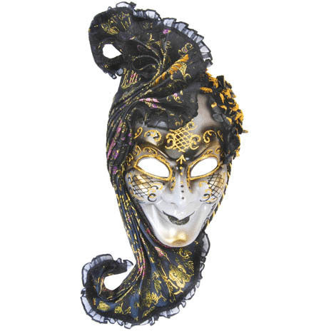 Black Venetian Mask With Headpiece