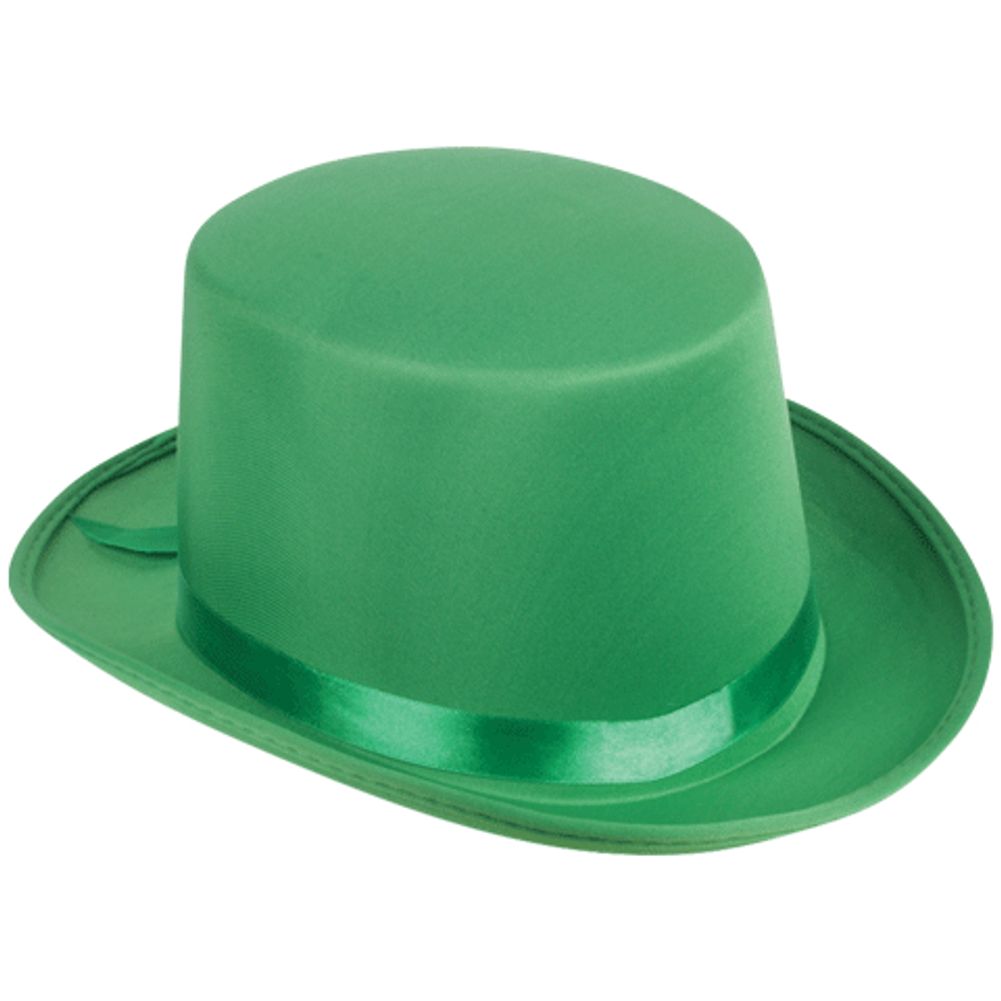 GREEN SATIN TOP HAT