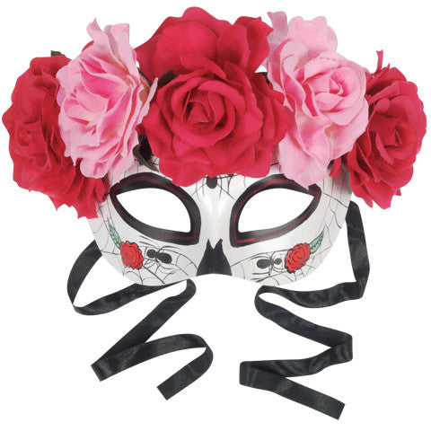 DAY OF THE DEAD HALF MASK WITH ROSES