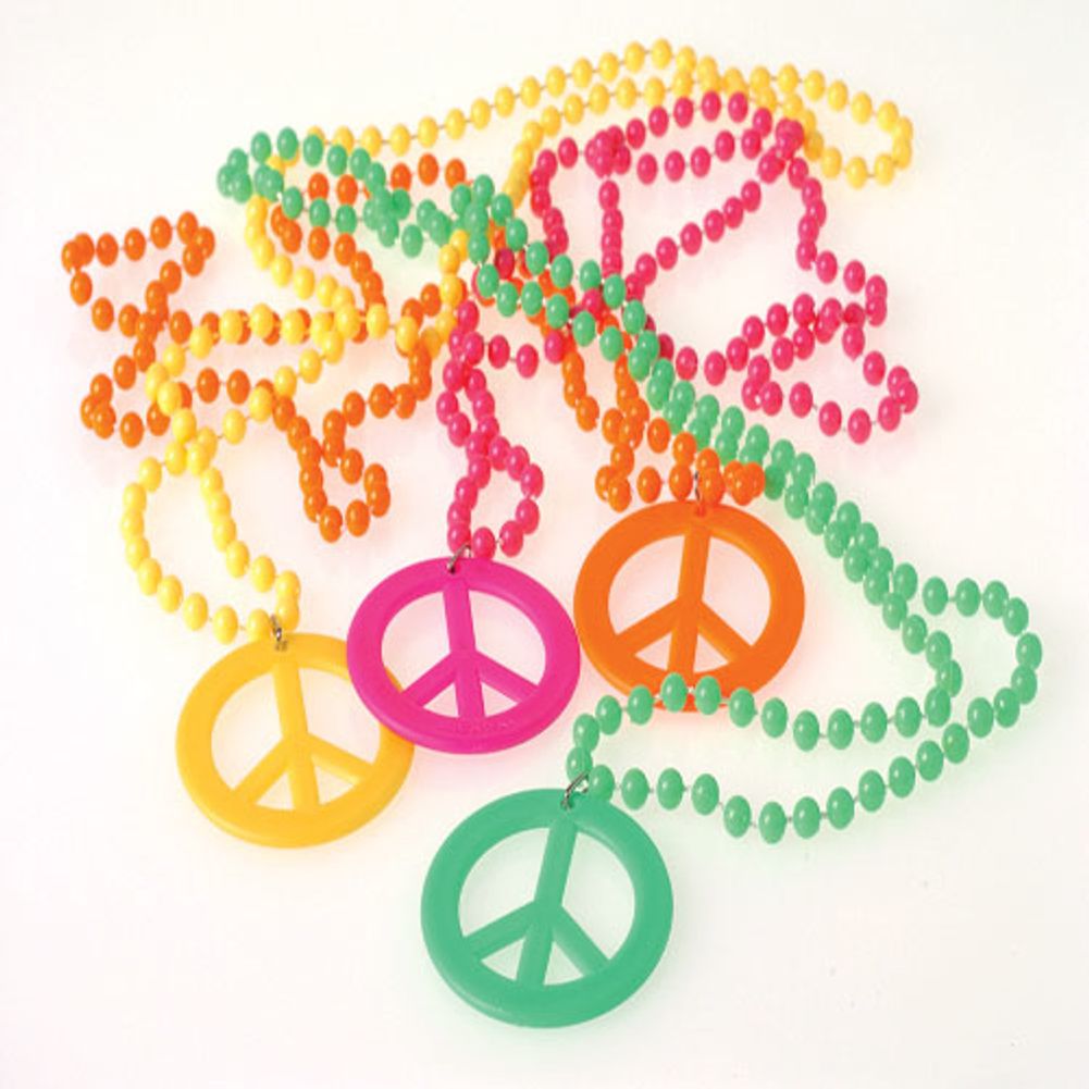 Peace Sign Bead Necklaces (12ct)