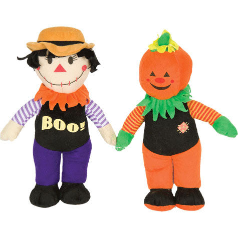 15.5" Scarecrow & Pumpkin Men Plush