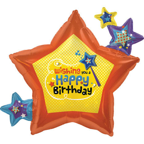 26" Wishing You Birthday Stars Shape