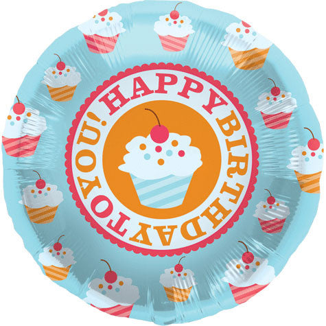 18" Happy Birthday Cherry Cupcake