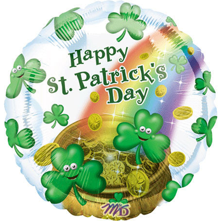 18" Smiley Shamrocks Foil Balloon
