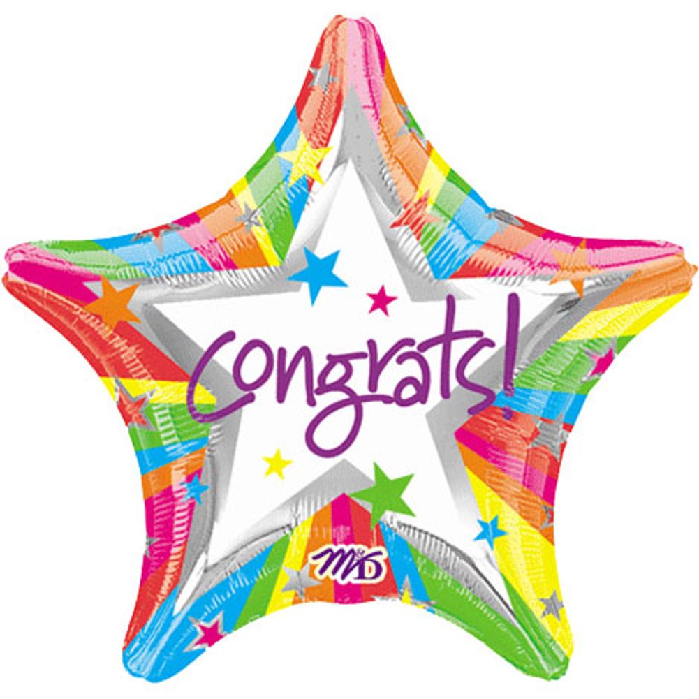 19" Rainbow Congrats Star Shape