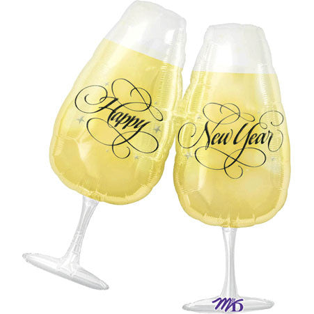 New Year Toasting Glasses Super Shape Foil Balloon