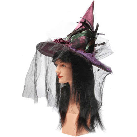 Witch Hat With Veil And Rose