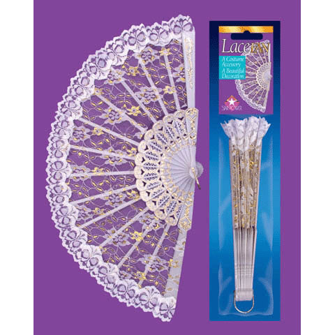 Lace Fan 9" PBH (White Only)