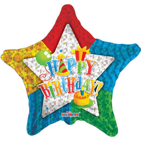 18" Birthday Patterned Star Prismatic