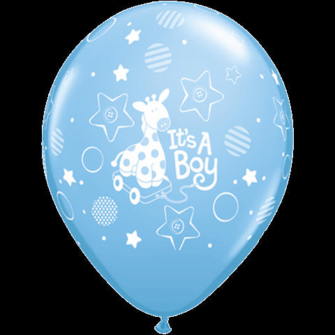 11" It's A Boy Soft Giraffe Around Balloons (50ct)