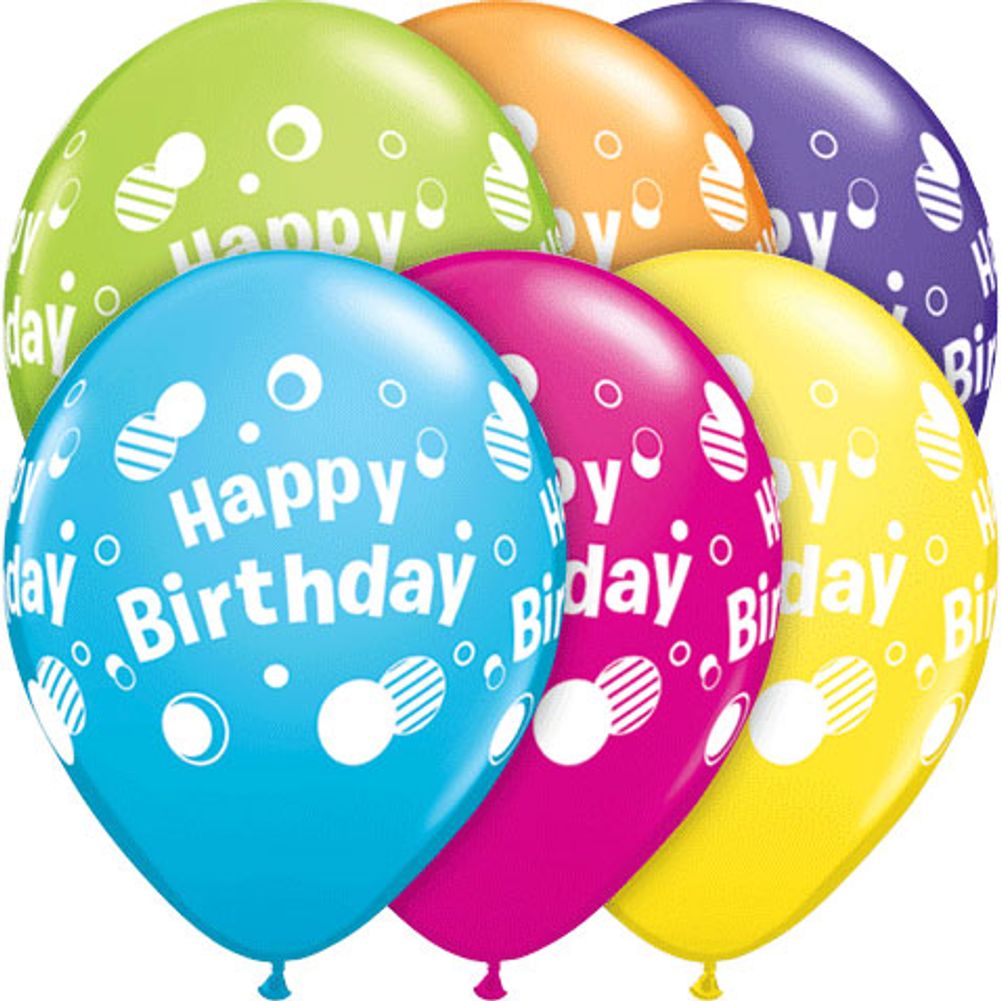11" Assorted Birthday Polka Dots Around 50 ct