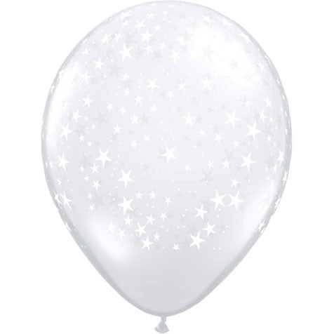 Qualatex 11" Diamond Clear Stars Around Latex Balloons (50ct)