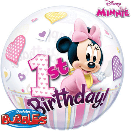 22" Minnie Mouse 1st Birthday Bubble Balloon