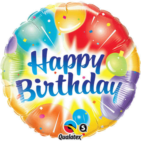 18" Birthday Balloons Ablaze Flat
