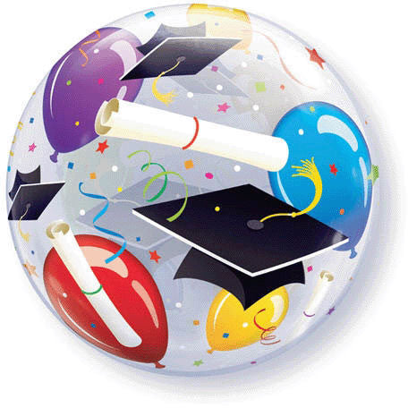 22" Grad Hats & Balloons Bubble Balloon