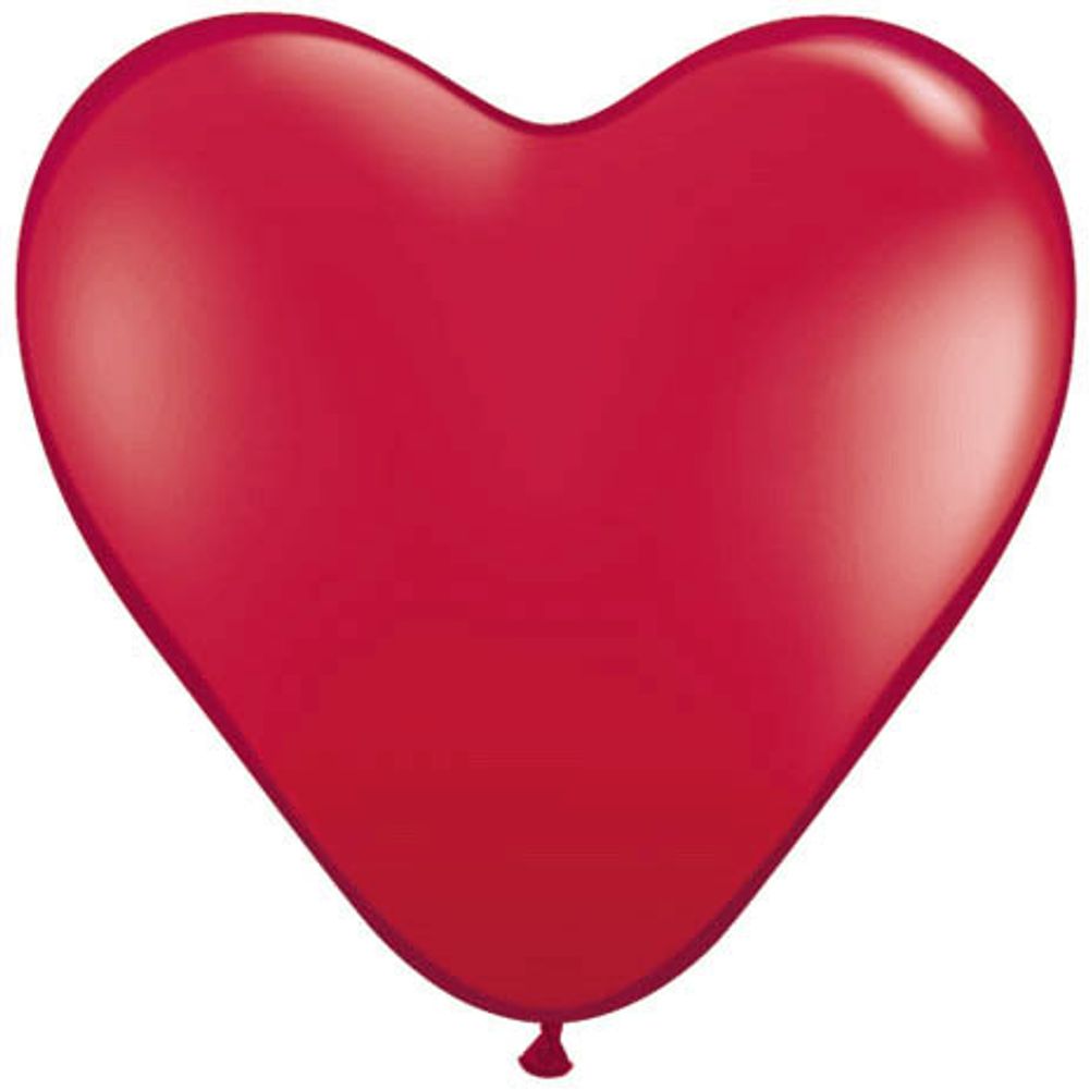 Qualatex 15" Ruby Red Heart Latex Balloons (50ct)
