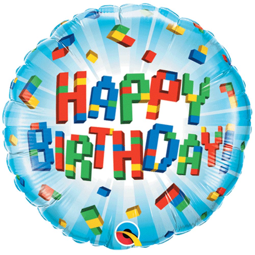 18" Birthday Exploding Blocks Foil Balloon (1ct)