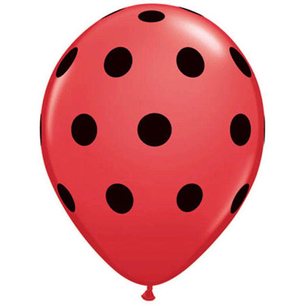 5" Big Polka Dots Red With Black Ink