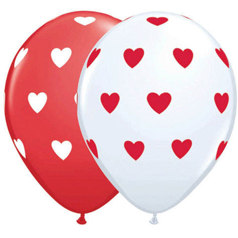 16" Big Hearts Red & White