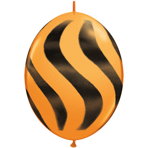 12" Black & Orange Wavy Stripe Quick Link Balloons (50ct)