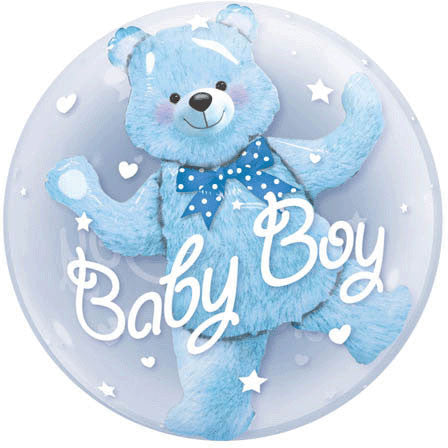 24" Baby Blue Bear Bubble Balloon