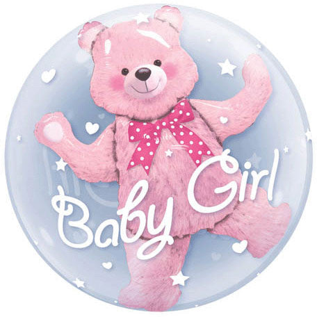 24" Baby Pink Bear Bubble Balloon