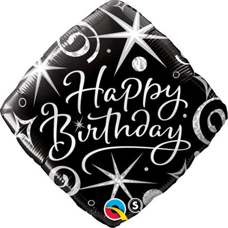 18" Birthday Elegant Sparkle & Swirls Diamond