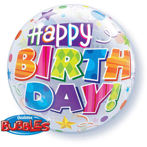 22" Birthday Party Patterns Bubble Balloon