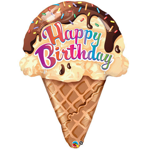 27" Birthday Ice Cream Cone Helium Shape