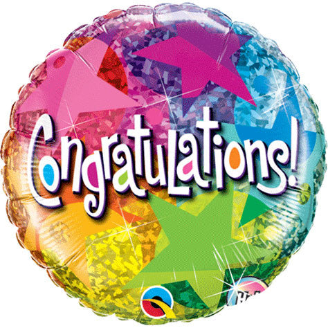 18" Congratulations Star Patterns Holographic