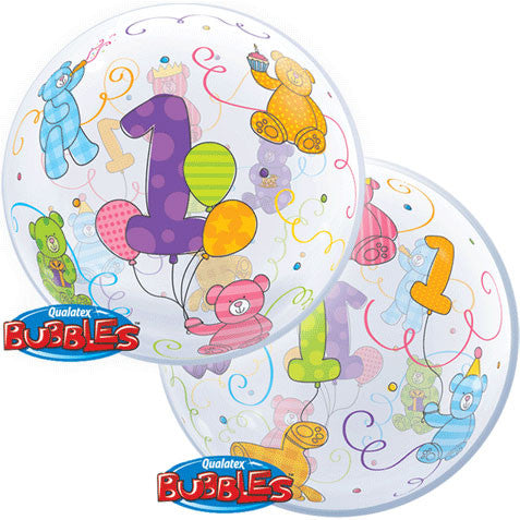 22" Age 1 Teddy Bears Bubble Balloon