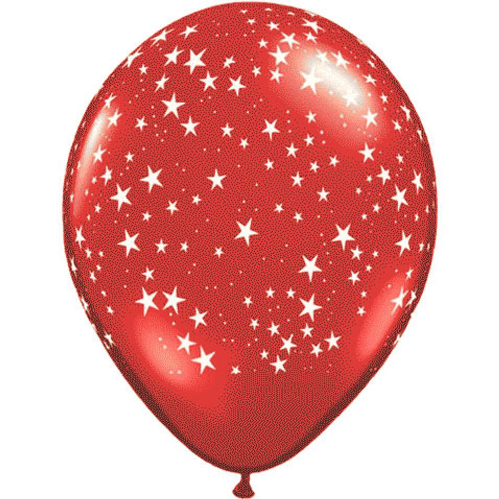 Qualatex 11" Ruby Red Stars Around Latex Balloons (50ct)