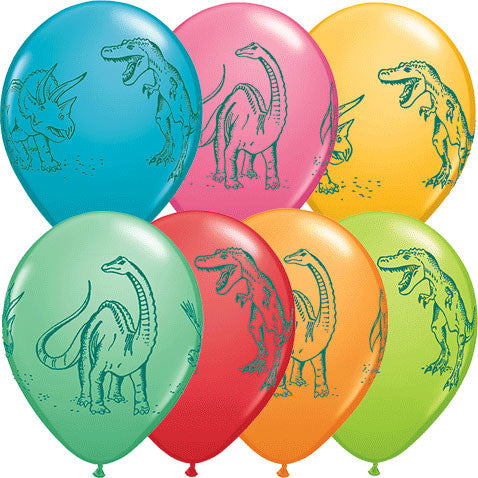 11" Dinosaurs In Action Festive Colors