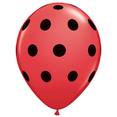 11" Big Polka Dots Red With Black Ink
