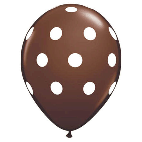 11" Big Polka Dots Chocolate Brown Latex Balloons (50ct)