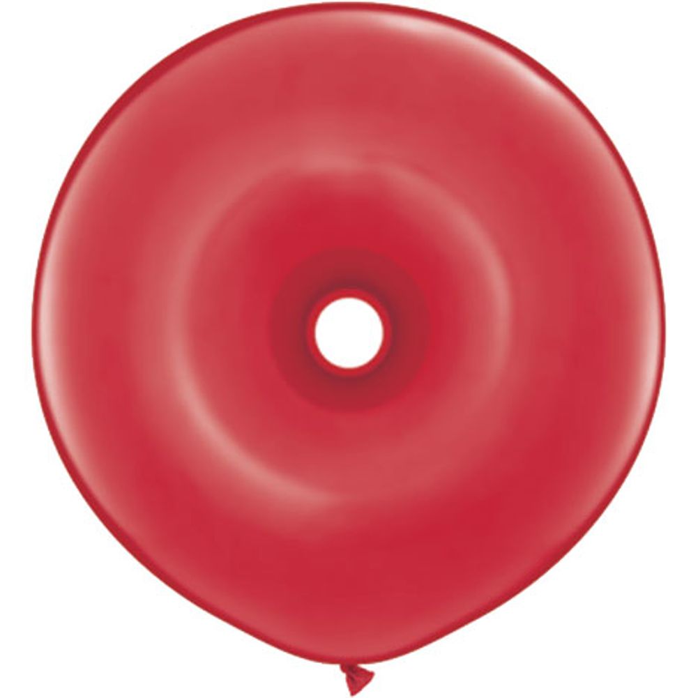 Qualatex 16" Geo Donut Ruby Red Latex Balloons (25ct)