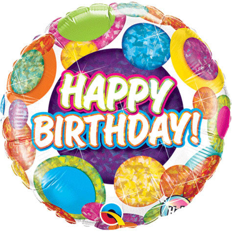 18" Birthday Big Dots & Glitz Holographic