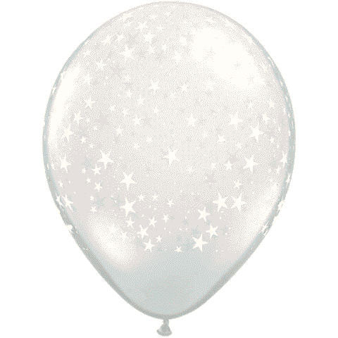 5" Stars Around Diamond Clear Balloons (100 ct)