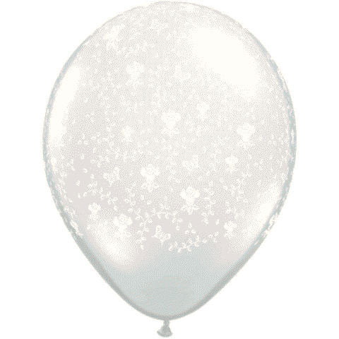11" Flowers Around Diamond Clear Balloons (100 ct)