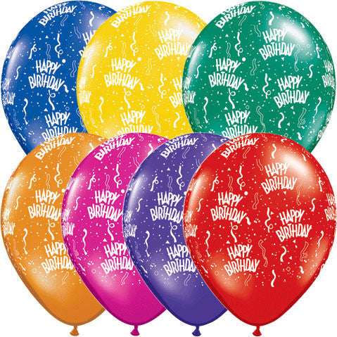 11" Birthday Around Jewel Tone Contemporary Balloons (10 ct)