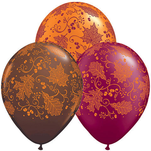 11" Fall Leaves Around Latex Balloons (50ct)