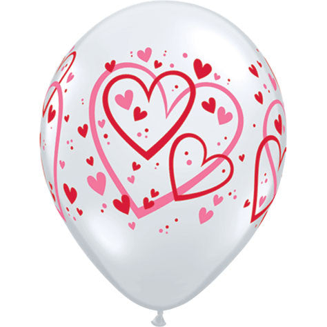 11" Red & Pink Pattern Hearts Around