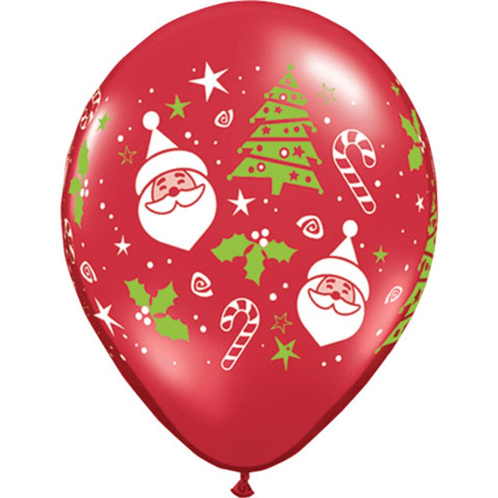 11" Santa & Christmas Tree Latex Balloons (50ct)