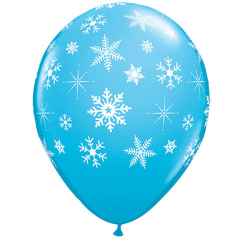 11" Snowflakes & Sparkles Around Latex Balloons (50ct)