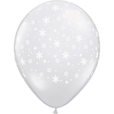 11" Snowflakes Around Clear Latex Balloons (50ct)